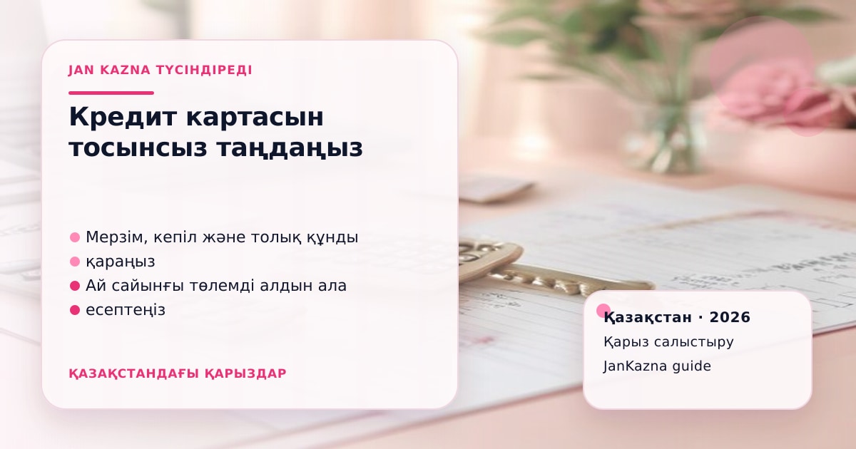 JanKazna стиліндегі пастельді кеңсе көрінісі, қарыз түрлерін салыстыру карточкасы