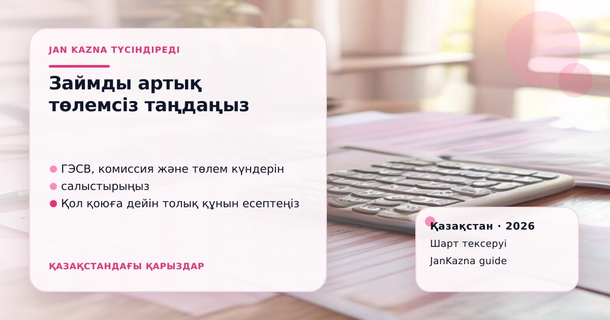 JanKazna стиліндегі пастельді кеңсе көрінісі, қарыз шартын тексеру карточкасы