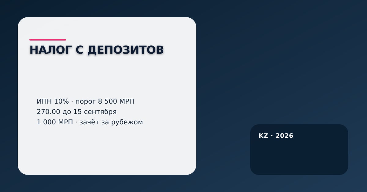 Бланк декларации формы 270.00, пачка тенге и очки на деревянном столе — налог на проценты по вкладам