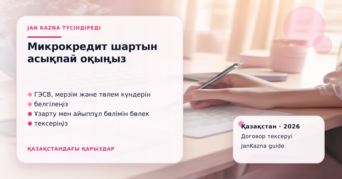 JanKazna стиліндегі пастельді кеңсе көрінісі, микрокредит шартын оқу және тексеру карточкасы