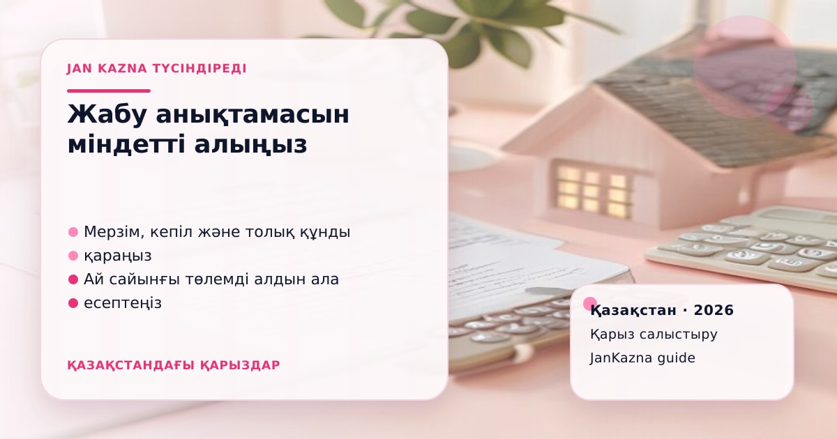 JanKazna стиліндегі пастельді кеңсе көрінісі, қарыз түрлерін салыстыру карточкасы