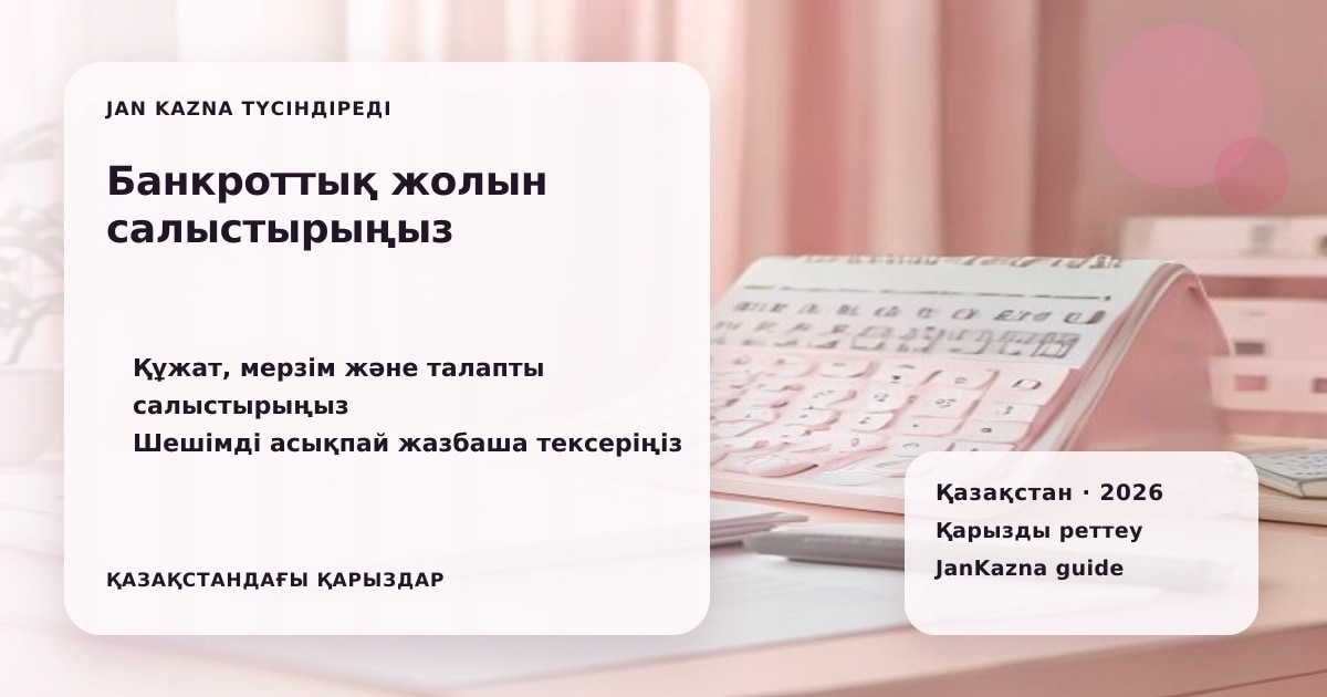 JanKazna стиліндегі пастельді кеңсе көрінісі, қарызды реттеу және төлем жоспары карточкасы