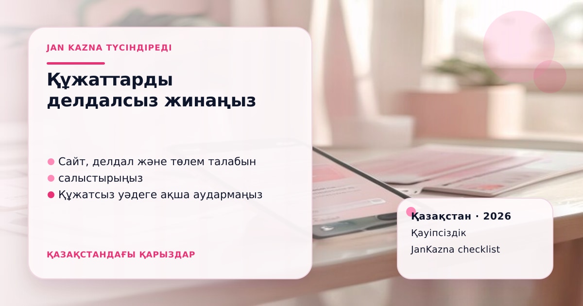 JanKazna стиліндегі пастельді кеңсе көрінісі, күмәнді қаржы ұсынысын тексеру карточкасы