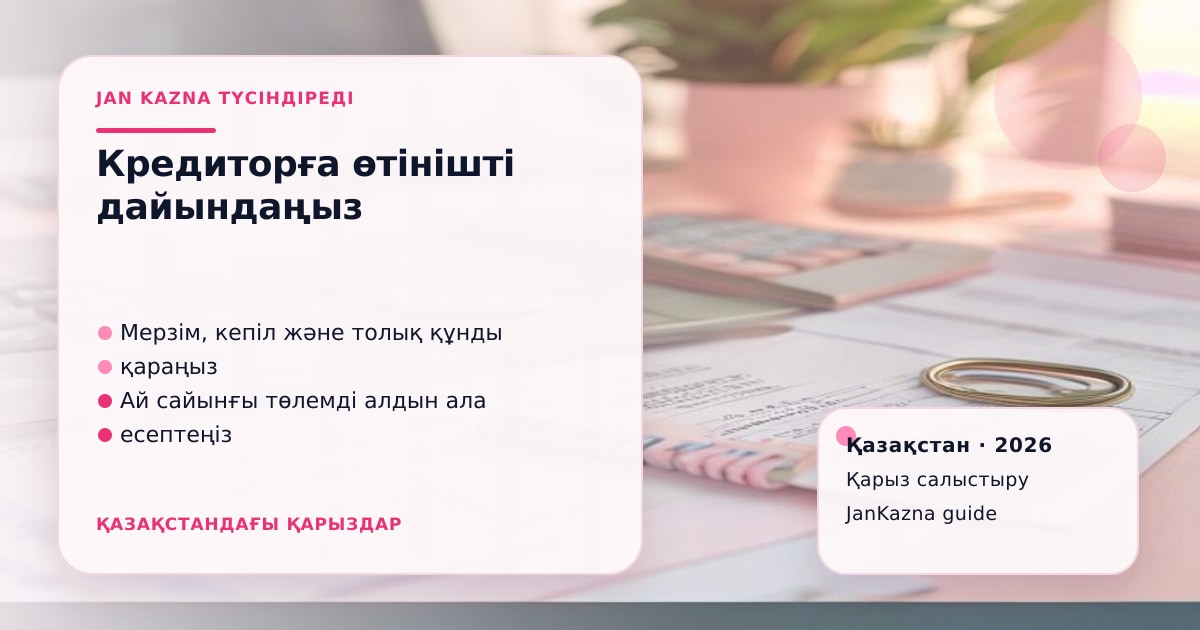 JanKazna стиліндегі пастельді кеңсе көрінісі, қарыз түрлерін салыстыру карточкасы