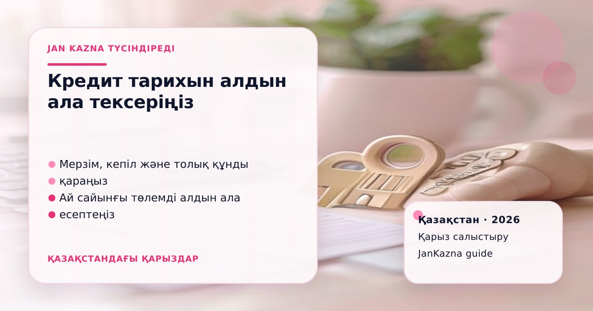 JanKazna стиліндегі пастельді кеңсе көрінісі, қарыз түрлерін салыстыру карточкасы