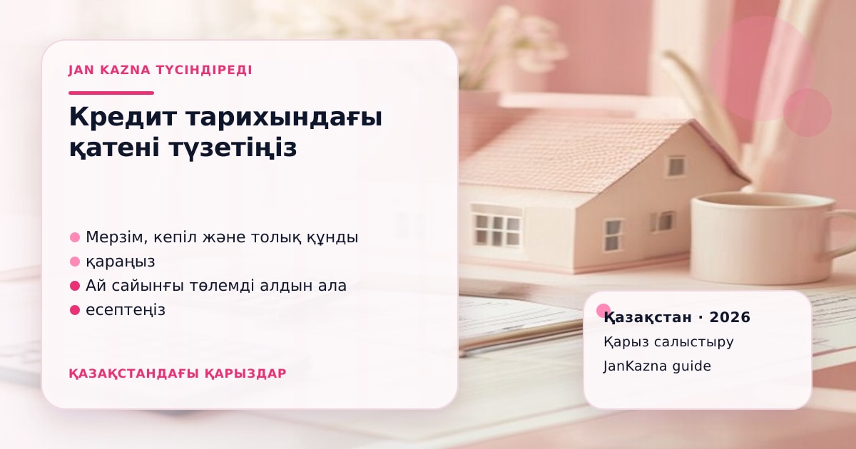 JanKazna стиліндегі пастельді кеңсе көрінісі, қарыз түрлерін салыстыру карточкасы