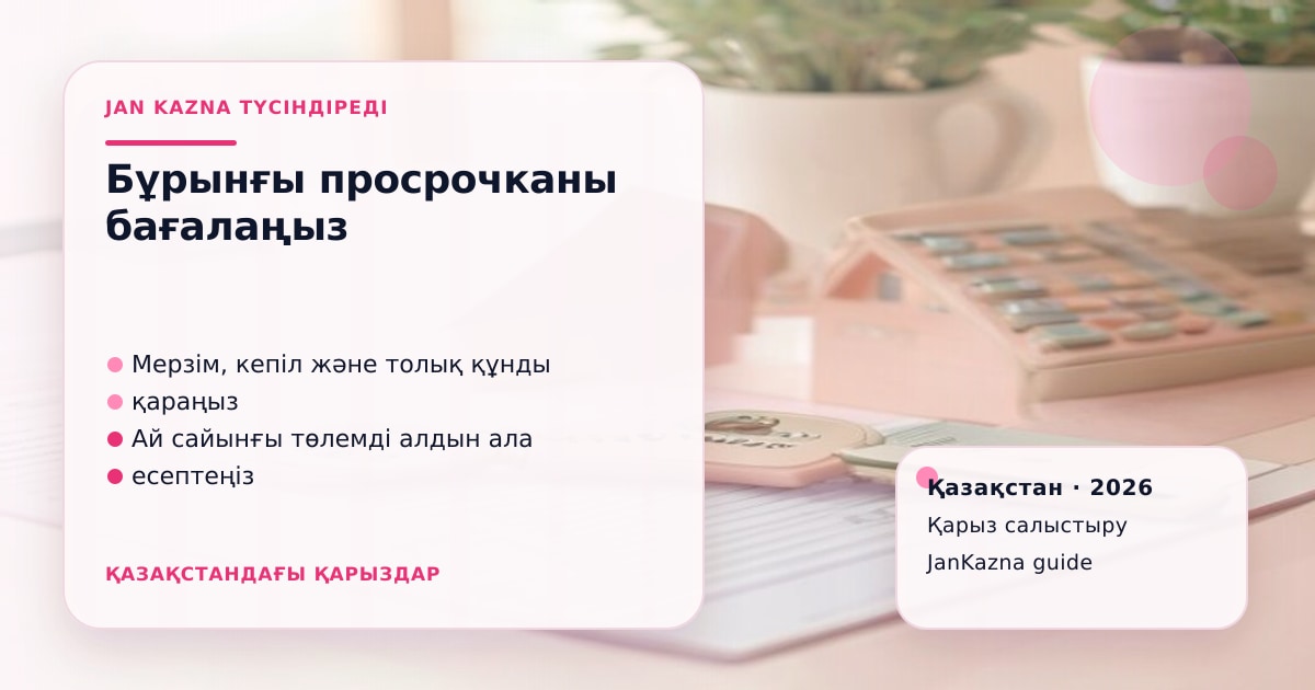 JanKazna стиліндегі пастельді кеңсе көрінісі, қарыз түрлерін салыстыру карточкасы