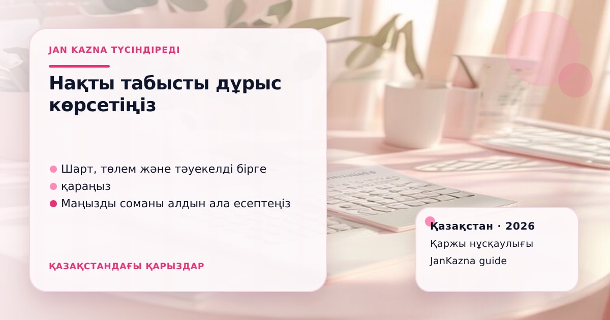 JanKazna стиліндегі пастельді кеңсе көрінісі, қаржы шешімін тексеру карточкасы