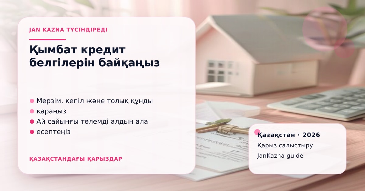 JanKazna стиліндегі пастельді кеңсе көрінісі, қарыз түрлерін салыстыру карточкасы