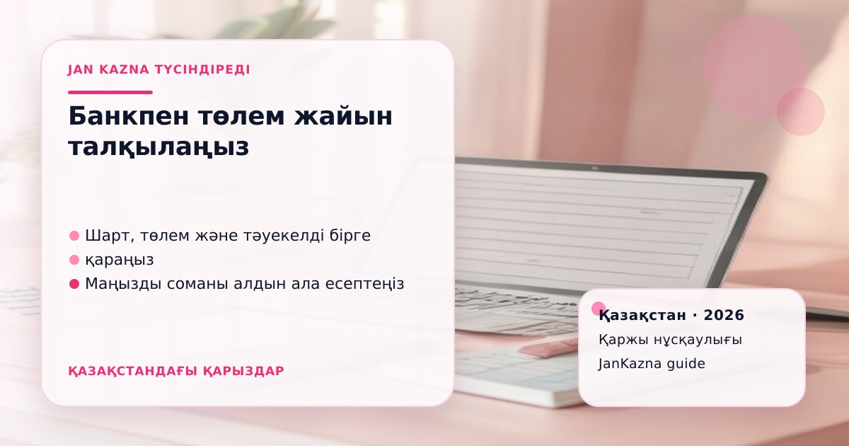 JanKazna стиліндегі пастельді кеңсе көрінісі, қаржы шешімін тексеру карточкасы