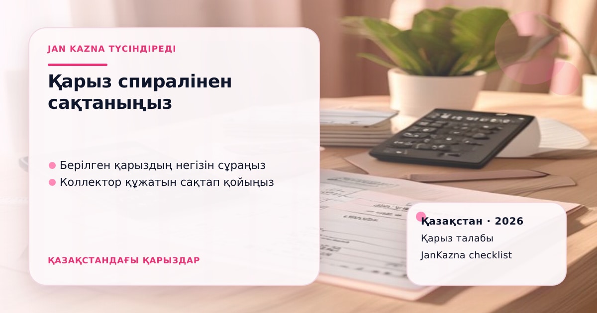 JanKazna стиліндегі пастельді кеңсе көрінісі, қарыз талабын және құжаттарды тексеру карточкасы