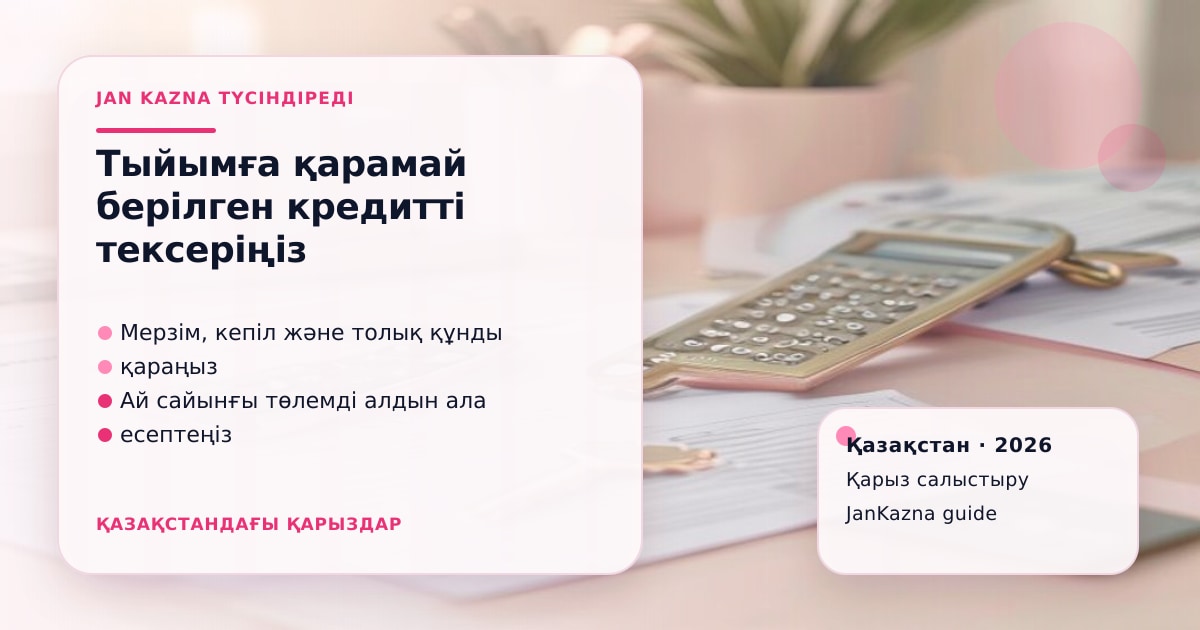 JanKazna стиліндегі пастельді кеңсе көрінісі, қарыз түрлерін салыстыру карточкасы