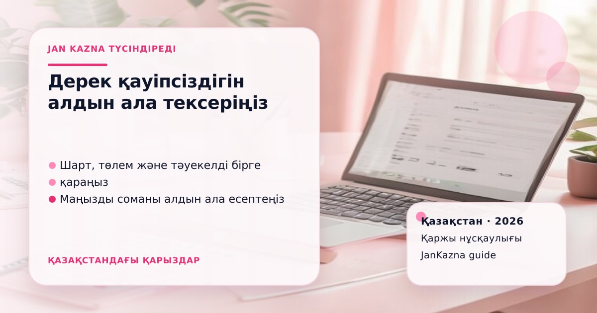 JanKazna стиліндегі пастельді кеңсе көрінісі, қаржы шешімін тексеру карточкасы