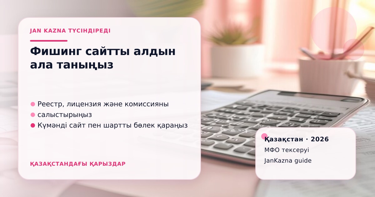 JanKazna стиліндегі пастельді кеңсе көрінісі, МФО шартын және лицензиясын тексеру карточкасы