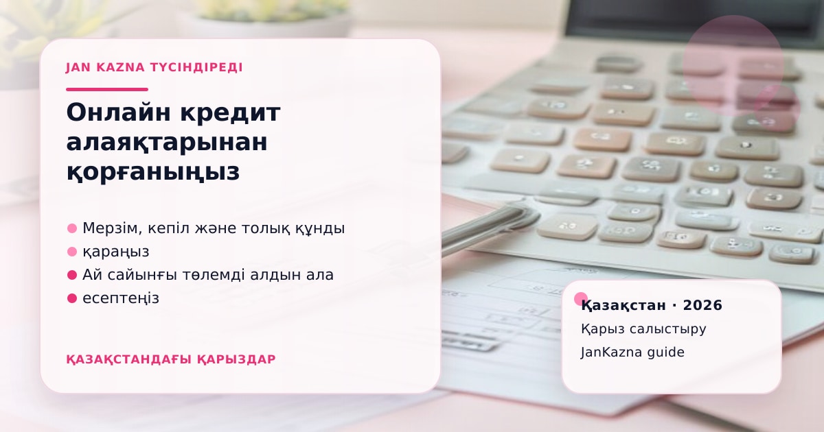 JanKazna стиліндегі пастельді кеңсе көрінісі, қарыз түрлерін салыстыру карточкасы