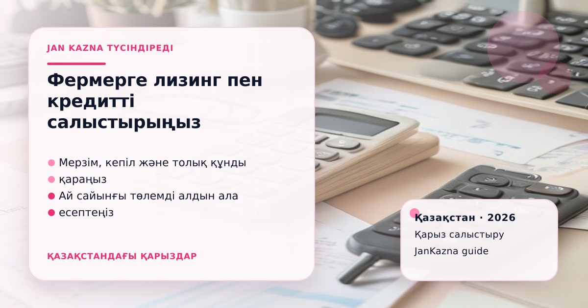 JanKazna стиліндегі пастельді кеңсе көрінісі, қарыз түрлерін салыстыру карточкасы