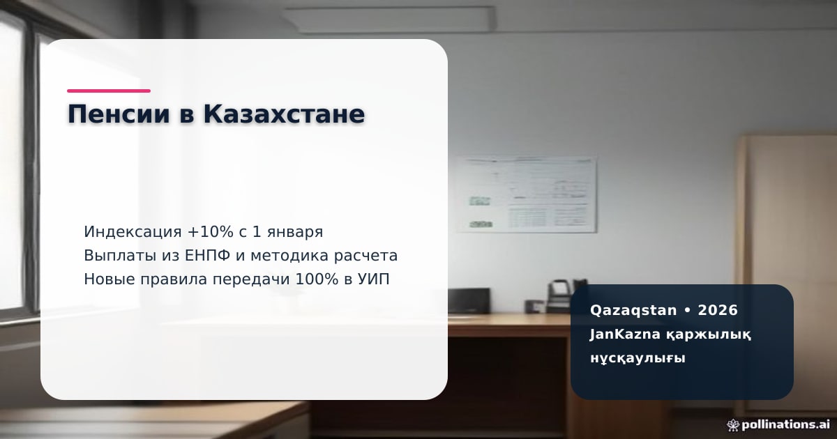 Пастельный офис с финансовыми графиками: индексация пенсий и выплаты ЕНПФ в Казахстане 2026 года
